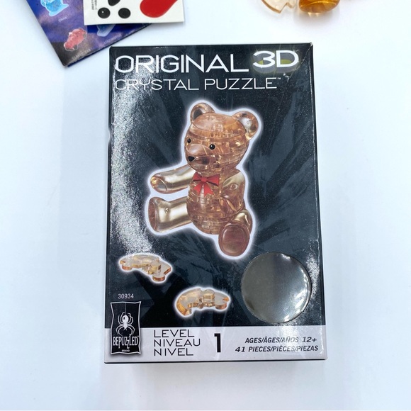BePuzzled Original 3D Crystal Puzzle Brown Teddy Bear Level 1 41 Pc. W/ Stickers - Picture 4 of 7